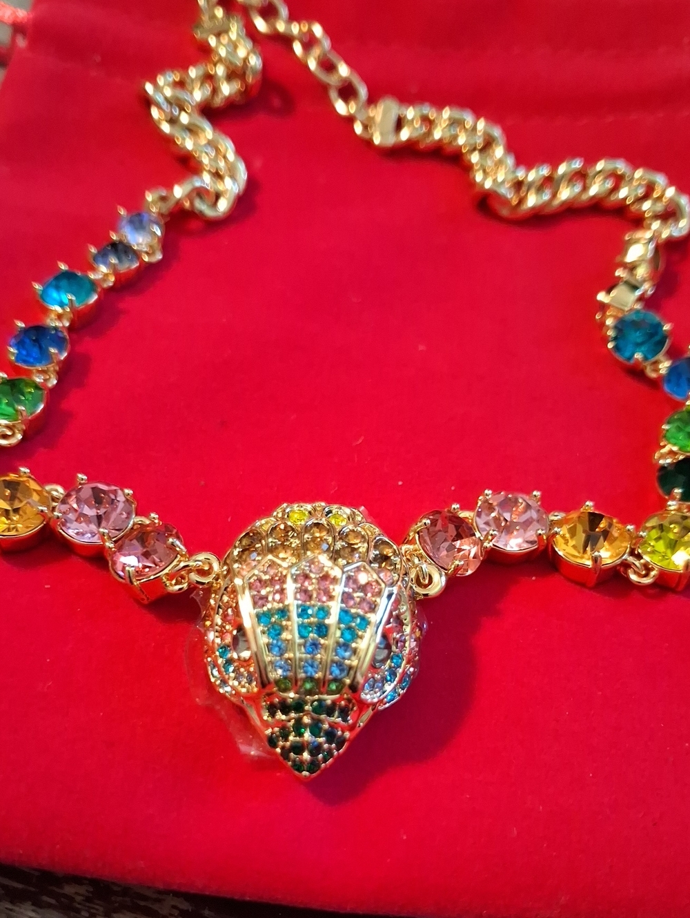 Kurt Geiger eagle head Necklace.nwt .colorful Crystals.